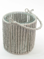 Windlicht m.Jute, D11 H11cm grau 810424-72